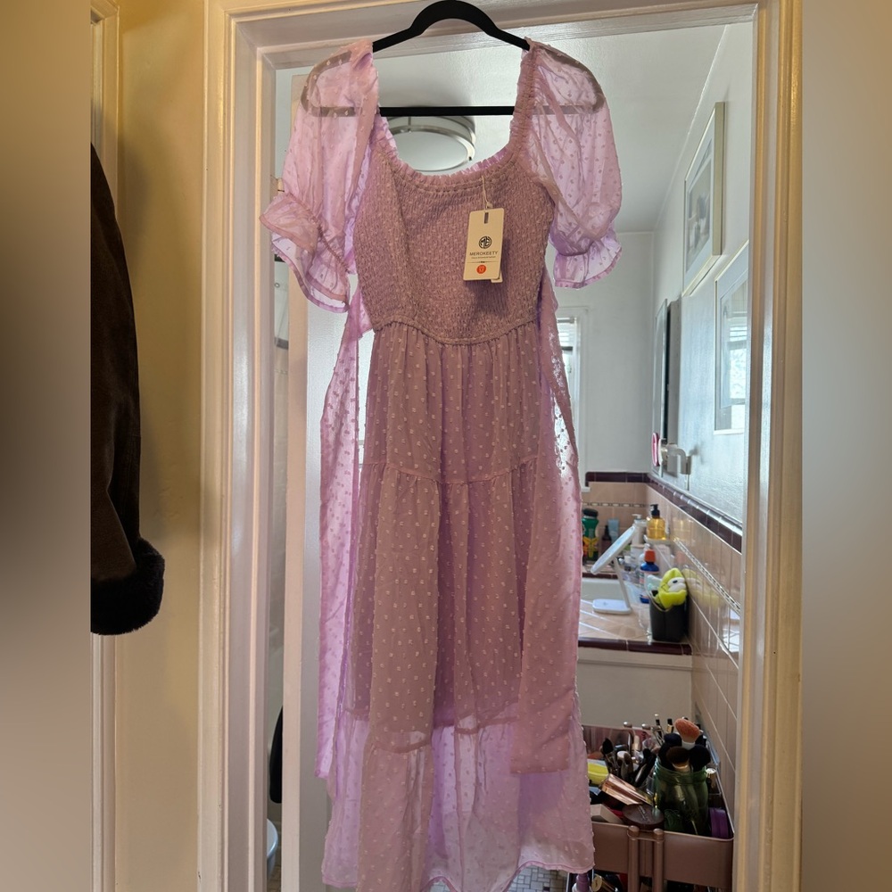 Pink, floral, spring dress. Brand new with tags. Size M